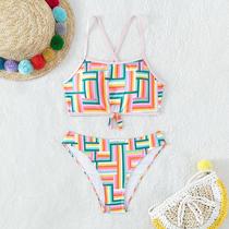 2023 New Girls Split European and American Fashion Children Smaller and Big Kids' Swimwear