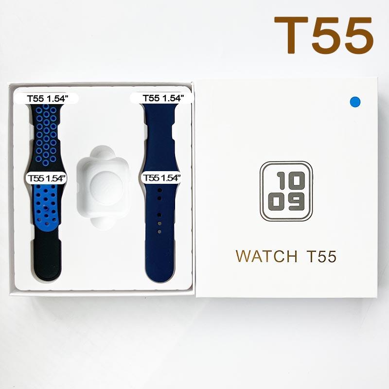 t55 bluetooth call watch cross-border new chinese and english multi-language music heart rate meter step smart bracelet