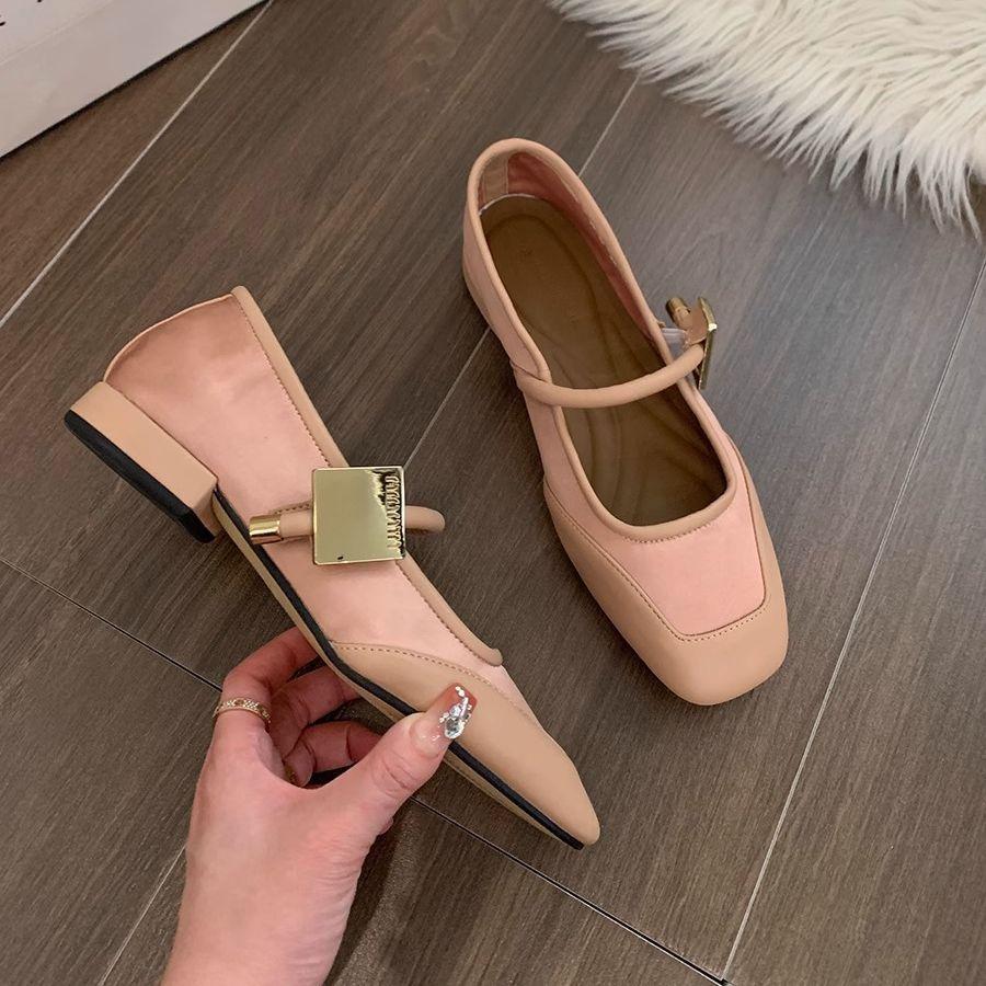 Fangui Pumps Female French Evening Style Gentle Fairy Lady Pink Mary Jane Leather Flat Shoes Autumn Ballet Shoes