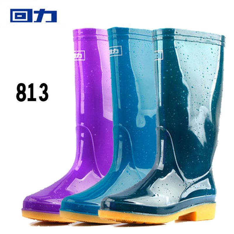 shanghai warrior fashion rain boots 813 ladies mid-calf rain boots non-slip wear-resistant tendon bottom color rain shoes wholesale