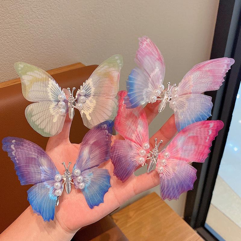 Children's Super Fairy Butterfly Pearl Hairpin Hair Accessories Girls Hair Card fairy Moving Butterfly Headdress Cute Jewelry