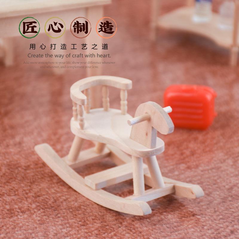 1/12dollhouse dollhouse solid wood crafts mini furniture model miniature small wooden horse prop decoration