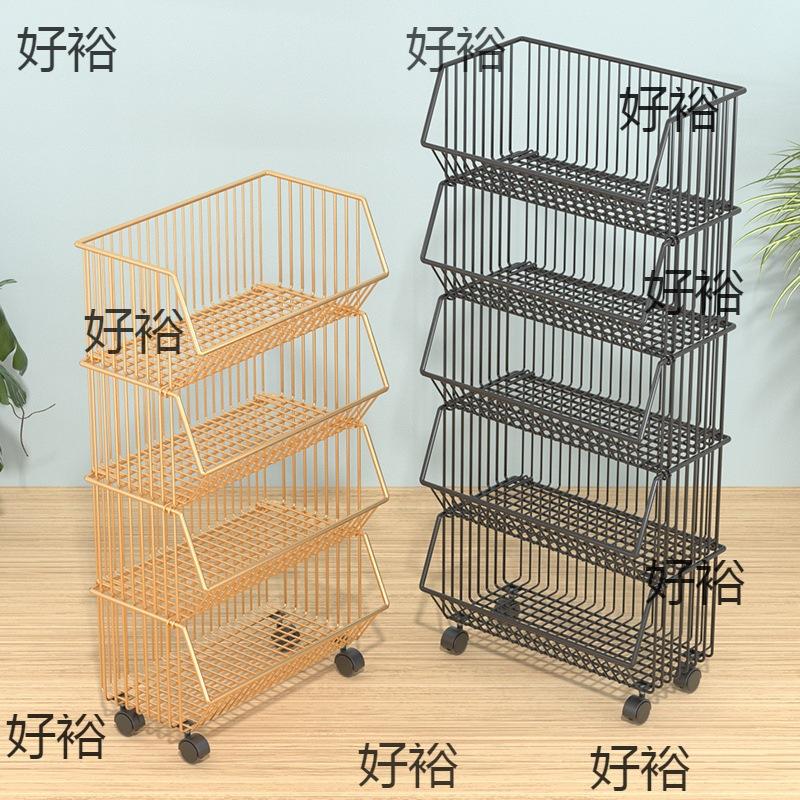 kitchen shelf floor multi-layer household movable trolley vegetable basket toy storage storage bathroom shelf