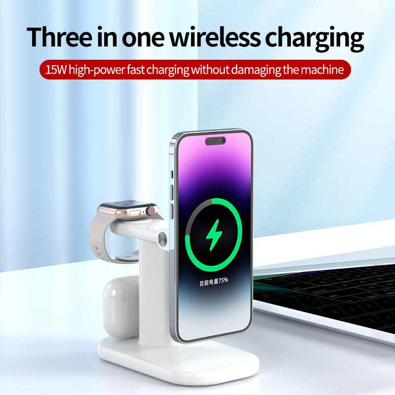 cross-border hot magnetic three-in-one wireless charger electrical folding wireless charger 25w wireless charger electrical source factory