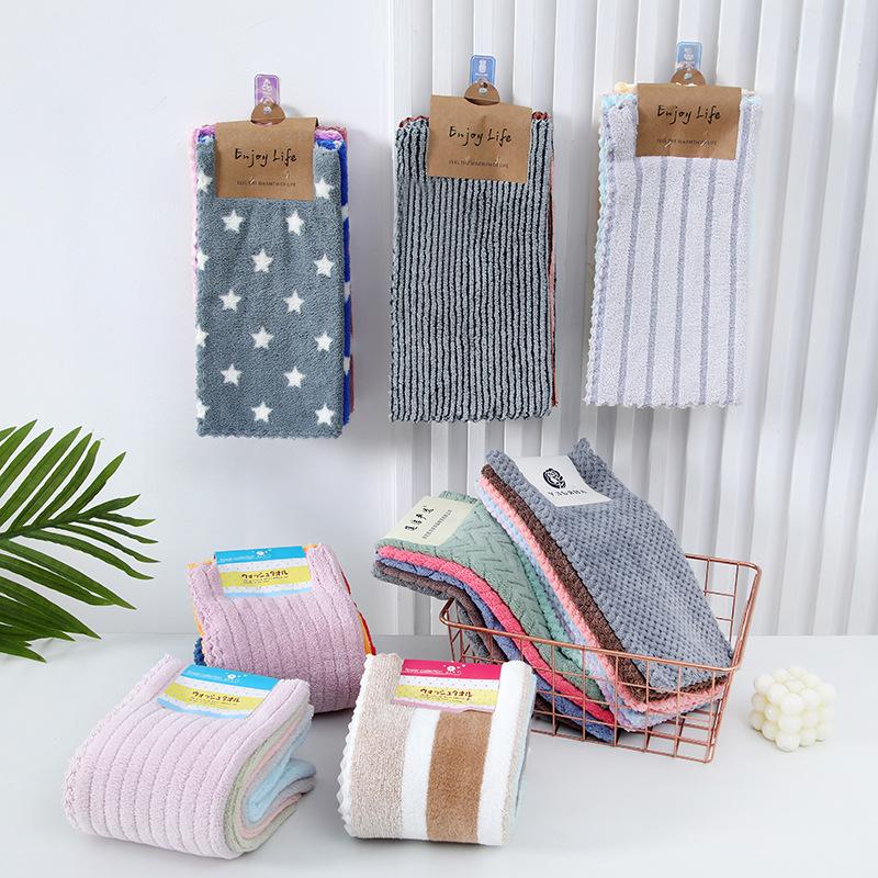 coral fleece square towel kitchen absorbent rag children hand towel