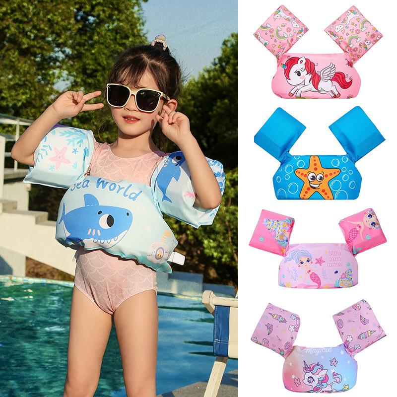 in stock children's floating clothes long white silk sleeves kids pearl cotton arm floats beginner training swimwear vest wholesale