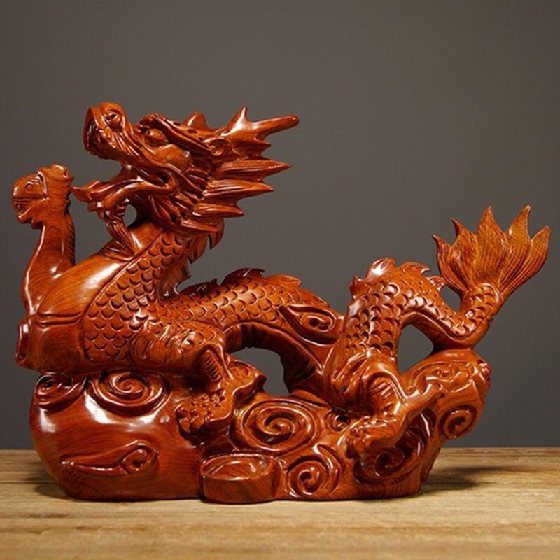 wood crafts rosewood solid wood carving dragon ornaments zodiac dragon living room decoration wood crafts gift 12
