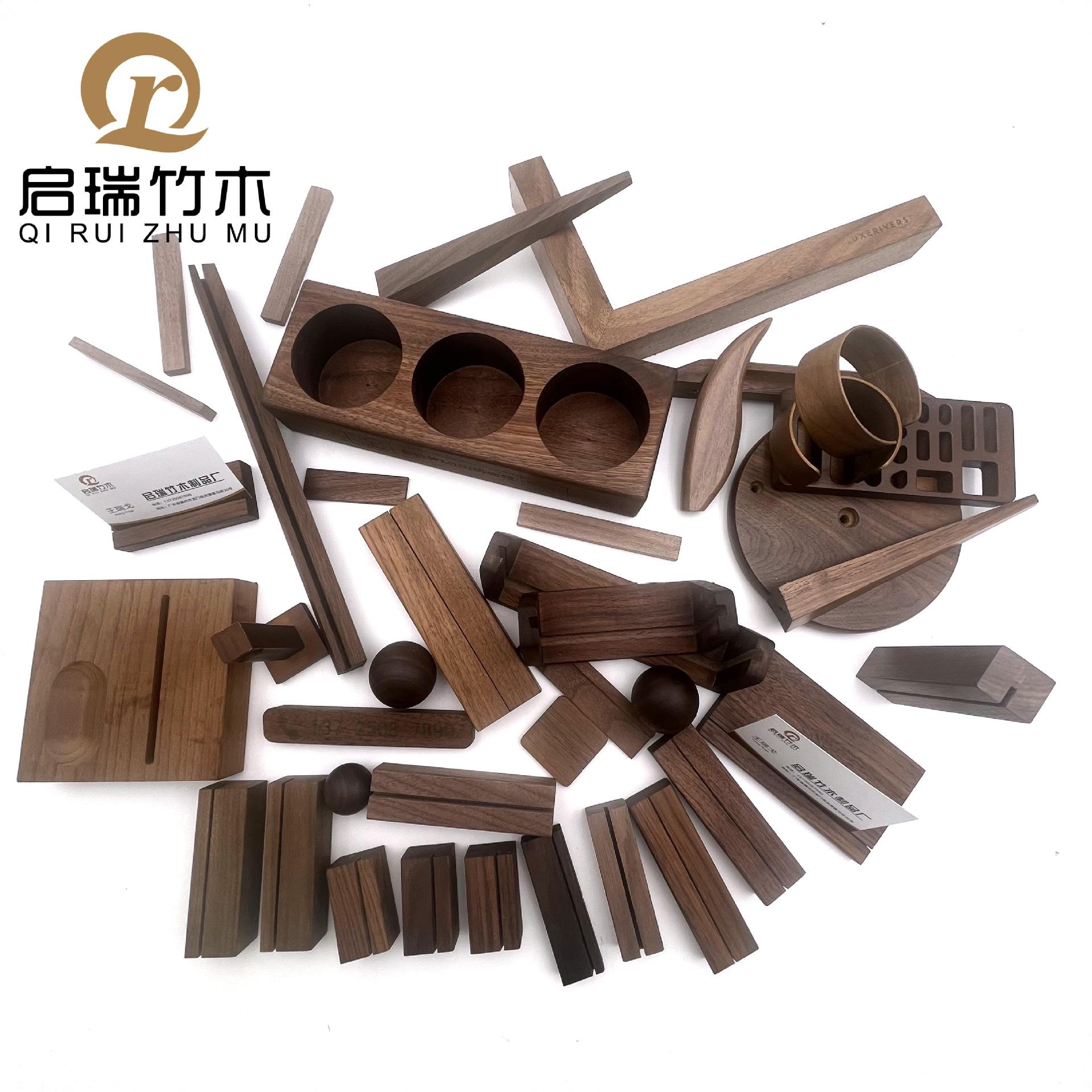 factory supplier black walnut base dark solid wood crafts black walnut name card pedestal