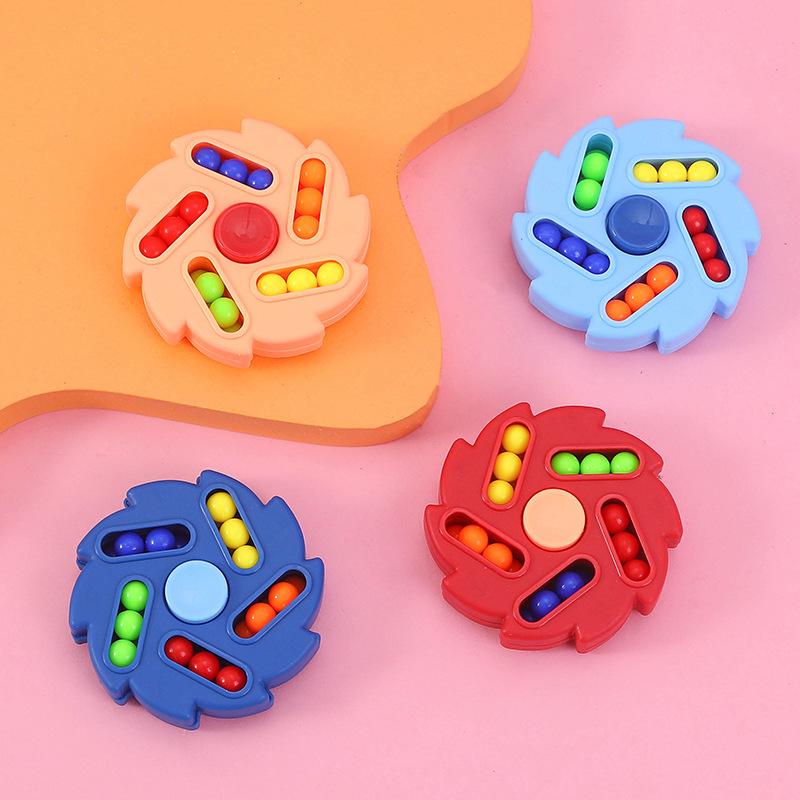 Children's Kindergarten Intelligence Finger Hamburger Small Magic Bean Double-Sided Magic Disk Gyro Magic Cube Fingertip Rotating Magic Bean Toy