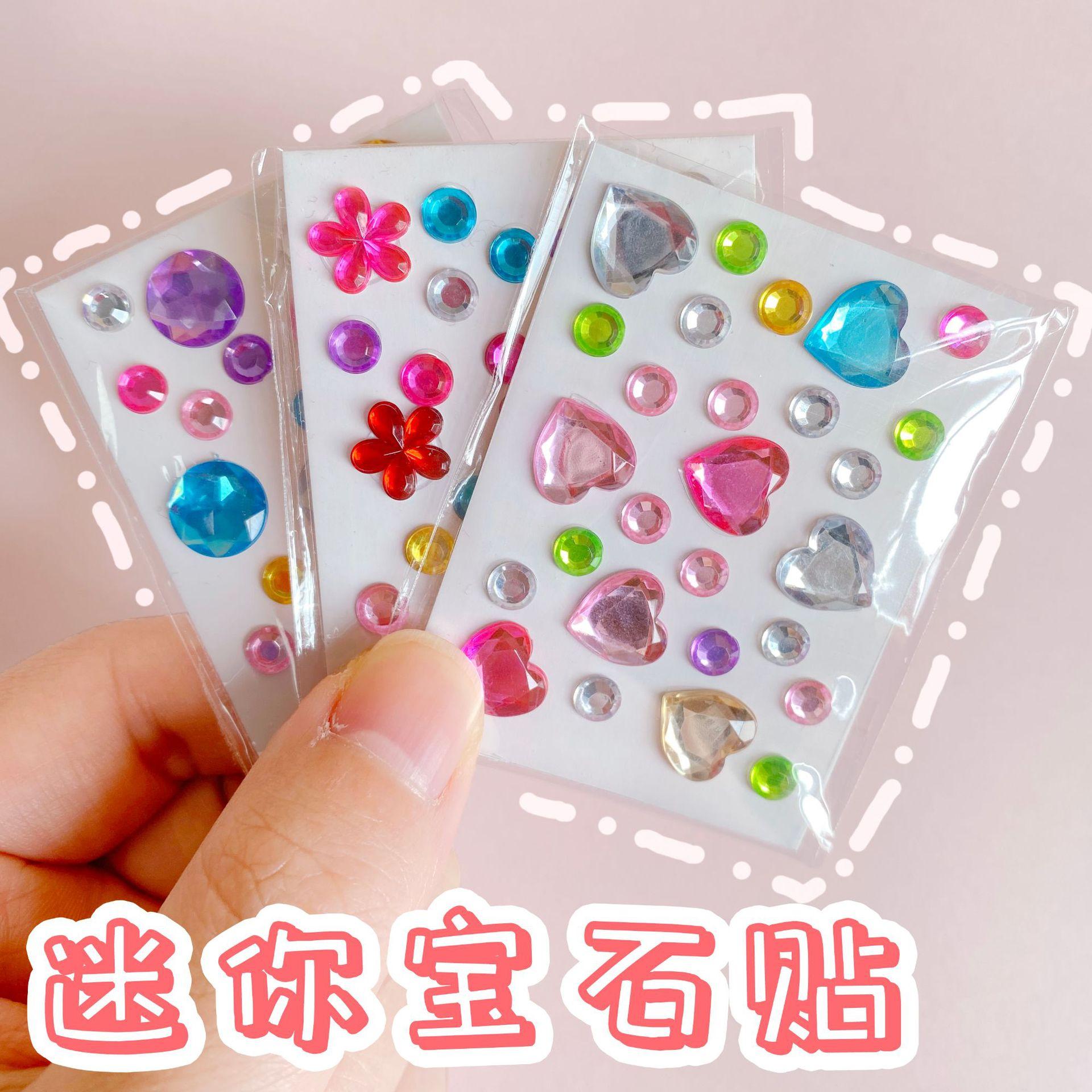 mini gem stickers children's princess cartoon diamond acrylic love diy reward stickers cross-border custom wholesale