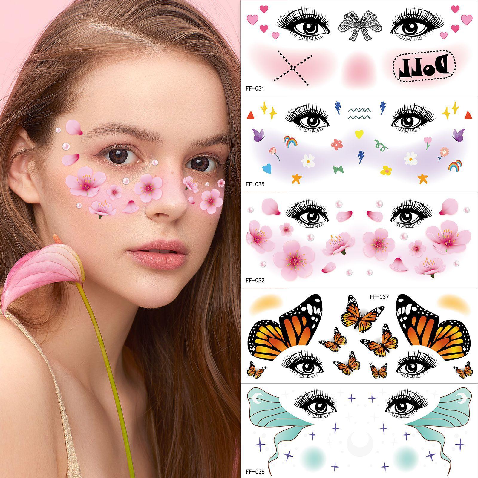 waterproof tattoo stickers sweet hot girl blush face pasters party makeup festival dance tattoo stickers