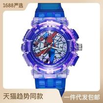 cross-border spider-man watch luminous spider-man watch luminous glow plastic cartoon watch boy child quartz