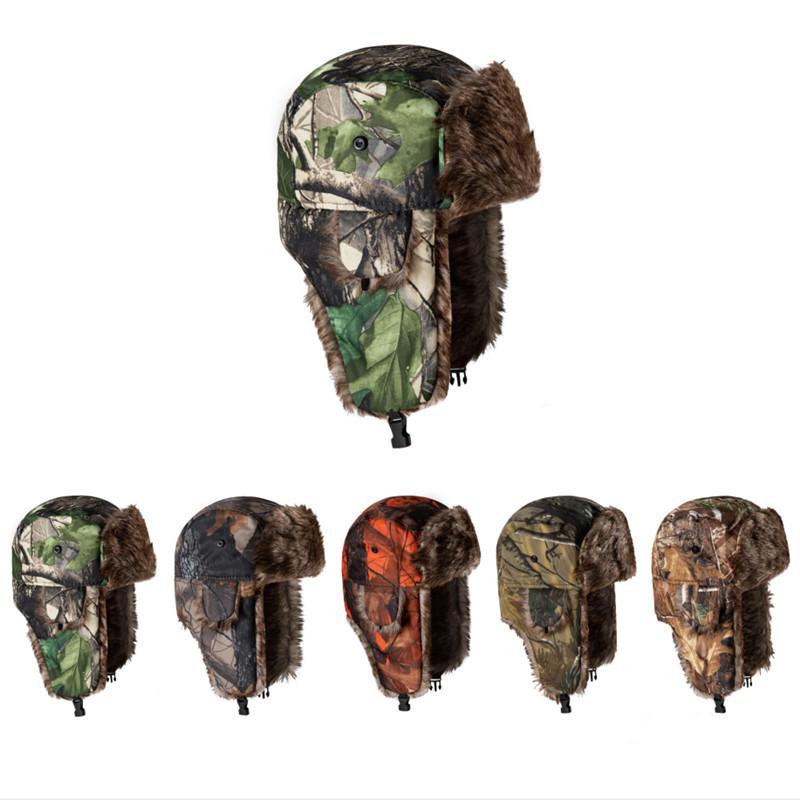 leaves camouflage ushanka factory direct sales in stock earmuffs hat ski cap outdoor hat winter hat good supply