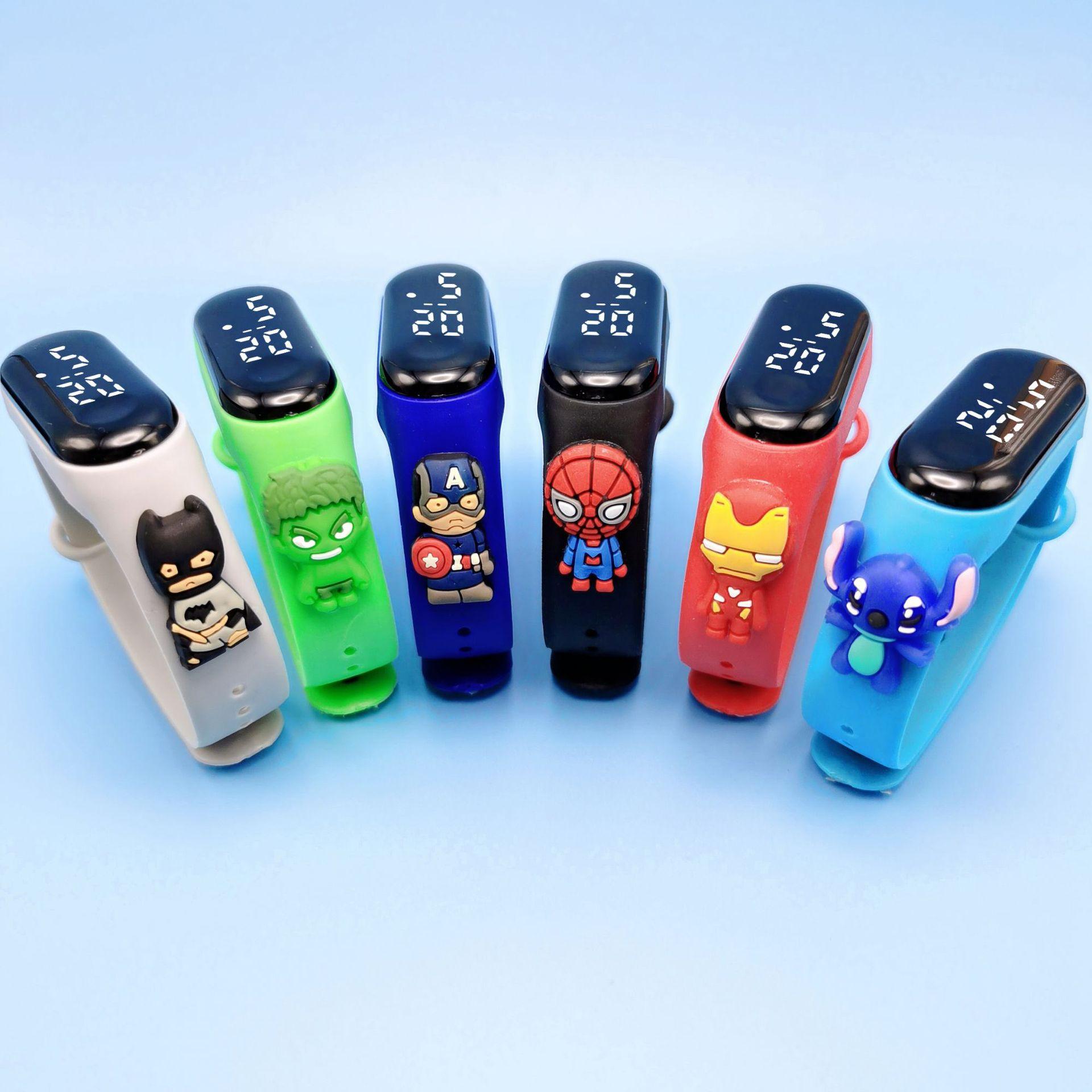 In Sto Cartoon Doll Children's Electronic M3 White Light Waterproof Superman Anime Bracelet Watch LED Touch Screen Kindergarten Gift