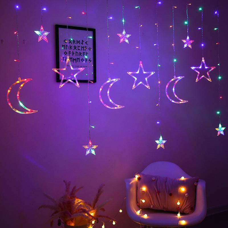 colored lights christmas lights lighting chain lights with christmas stars moon led curtain light holiday decorative string lights lighting chain stars moon lighting chain
