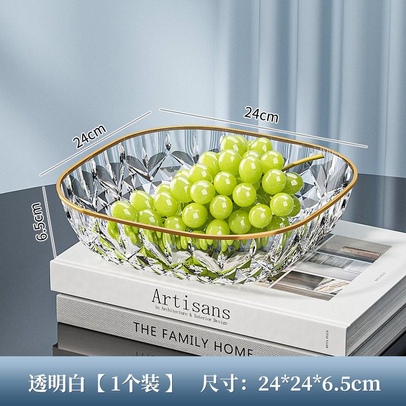 轻奢水果盘子PET透明ins风茶几零食盘花型果篮KTV果盘产品图