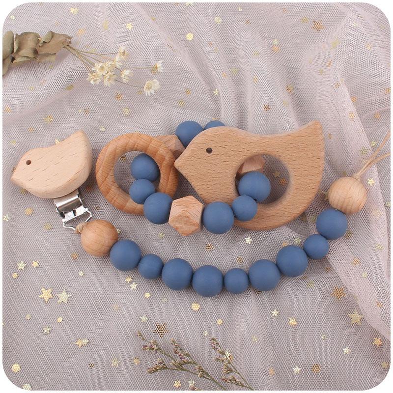 New Baby Products Beech Cartoon Animal Pacifier Clip Fork Teether Suit Baby Molar Teether Toys