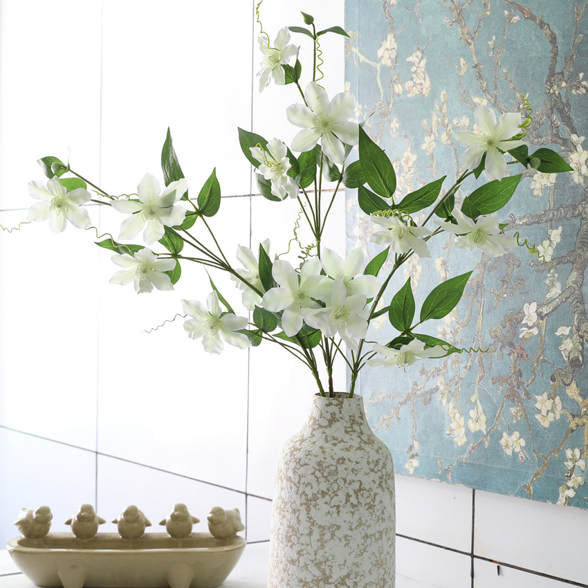 Faux clematis European country fresh British clematis home decoration living room dining table faux flower ornaments Specification image