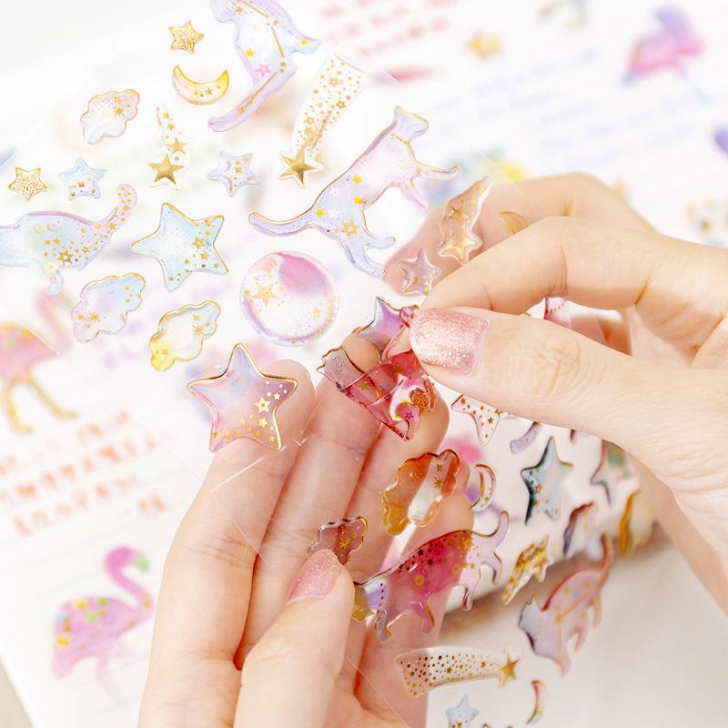 factory direct sales dream starry sky crystal glue stickers gilding three-dimensional environmental protection mobile phone stickers stickers for journals