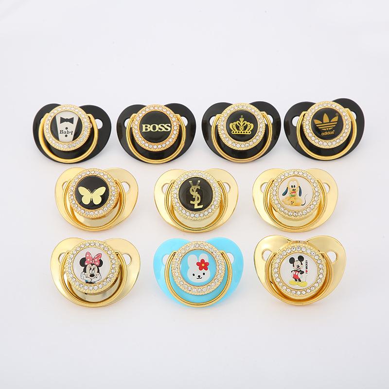 Cross-Border Hot Pacifier Diamond Nipple Light Luxury Big Brand Style Baby Nipple Baby Products Factory Wholesale