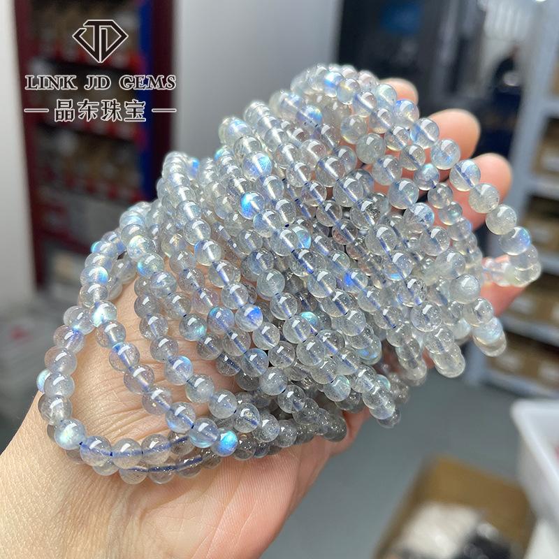 jingdong jewelry gray moonlight bracelet net blue light labradorite men's and women's fashion single ring round beads bracelet wholesale