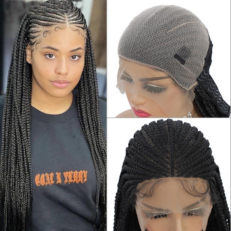 lace wig cross-border african semi-lace braid chemical fiber hand-woven wig lace wigs nk0408