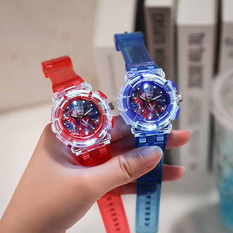 new ultraman luminous children's led watch men's and women's student fashion creative cartoon anime electronic quartz watch