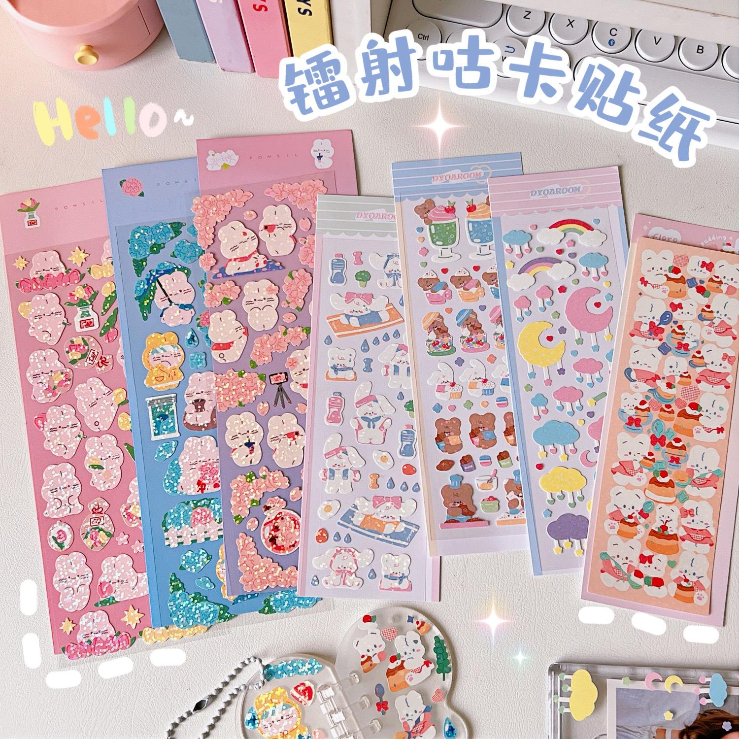 goka small round palte stickers ins style journal book cartoon decorative small pattern girl children cute bear sweet