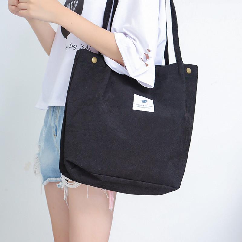 Cross-Border Large Capacity Totes All-Match Student Bag Women's Shopping Bag Corduroy Shoulder Bag Canvas Bag Bag