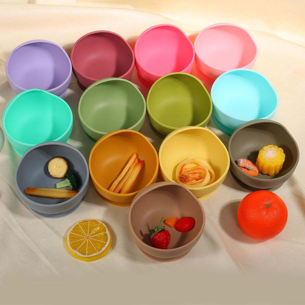 children's tableware set baby products silicone bowl fork spoon baby solid food bowl dinner plate edible silicon tableware