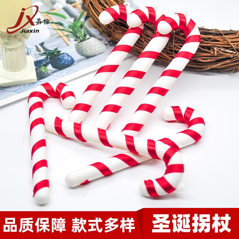 factory supply christmas crutches pendant red and white ribbon blow molding cane diy christmas tree gift decorations wholesale