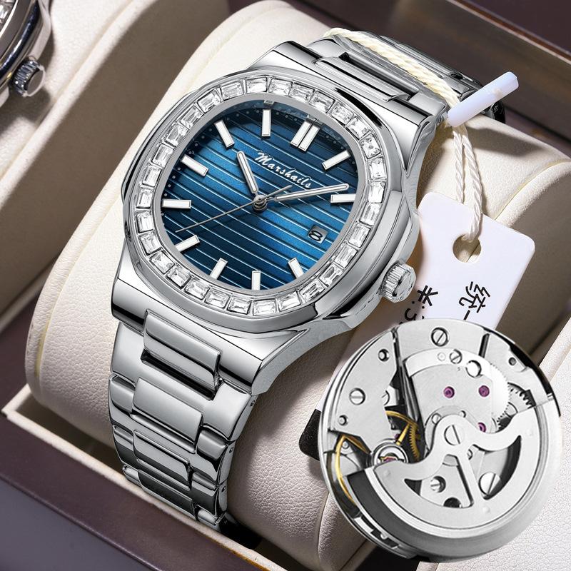 nautilidae fake mechanical watch foreign trade cross-border square men's watch men's waterproof luminous calendar quartz watch tide tiktok