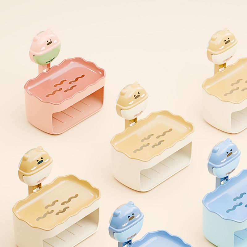 Strong Suction Cup Punch-Free Wall Hanging Cute Cute Soap Box Cartoon Soap Box Drain Soap Ra