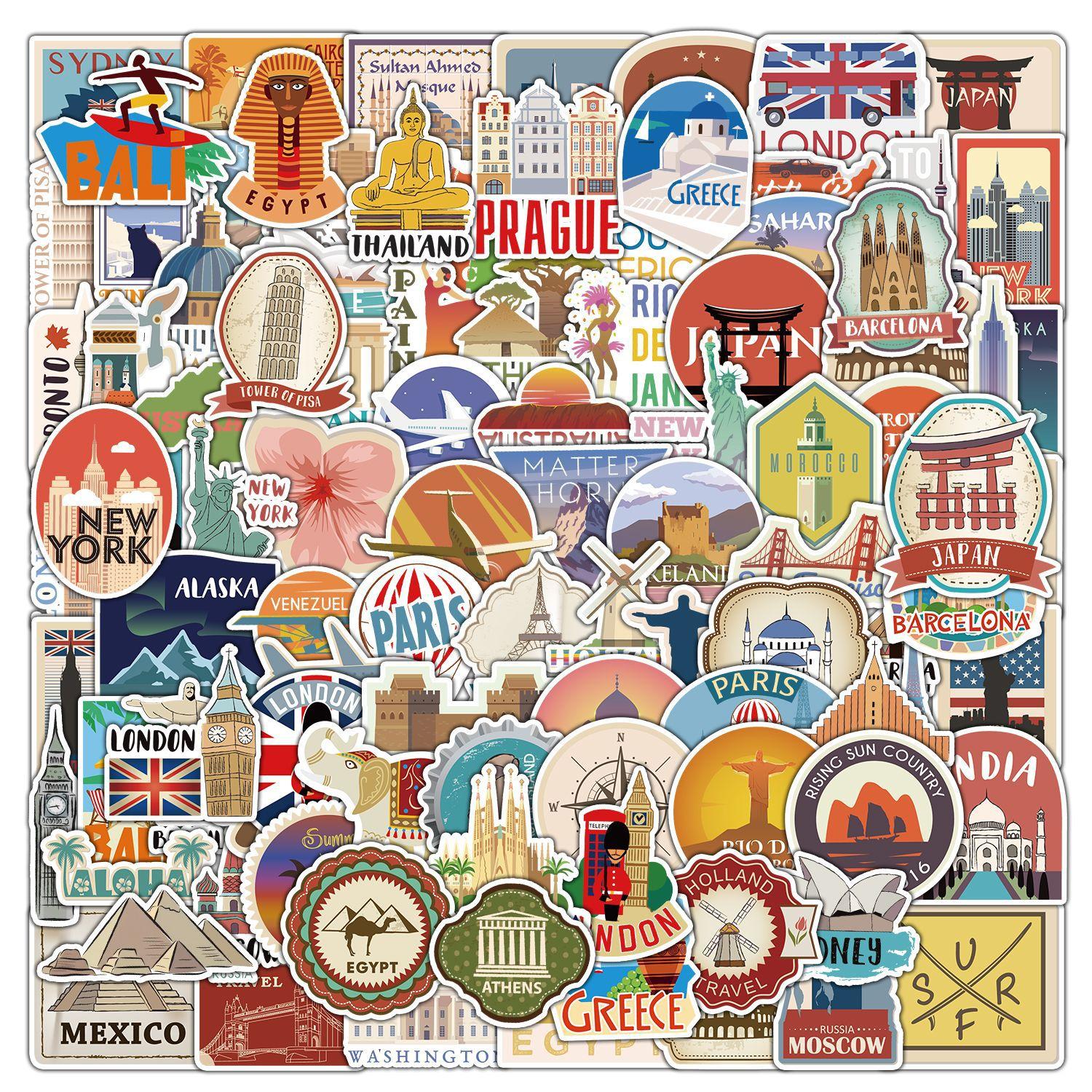 100 pieces travel graffiti stickers car phone computer guitar decorative stickers notebook waterproof hand ledger sticker