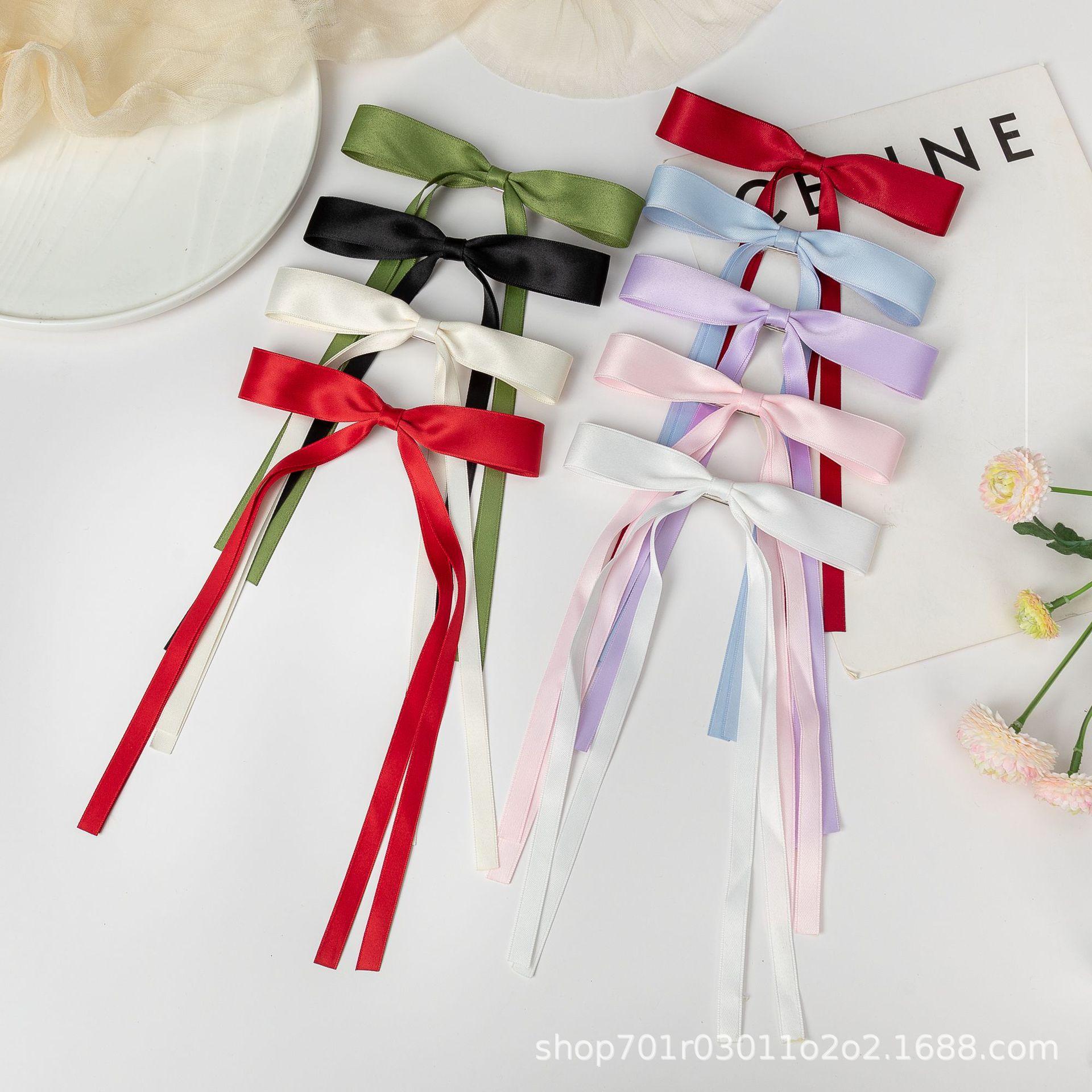 sweet girl ribbon bow barrettes lady temperamental double-strand ribbon duckbill clip ancient costume head clip streamer hair accessory