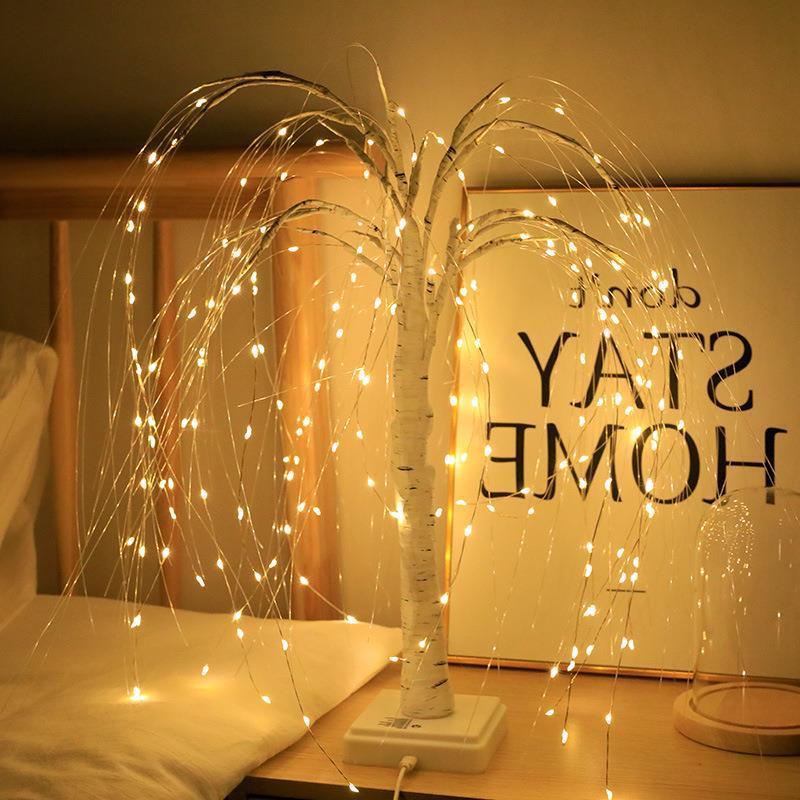 led silver birch christmas light luminous tree light indoor scene layout copper wire firefly light decoration willow light