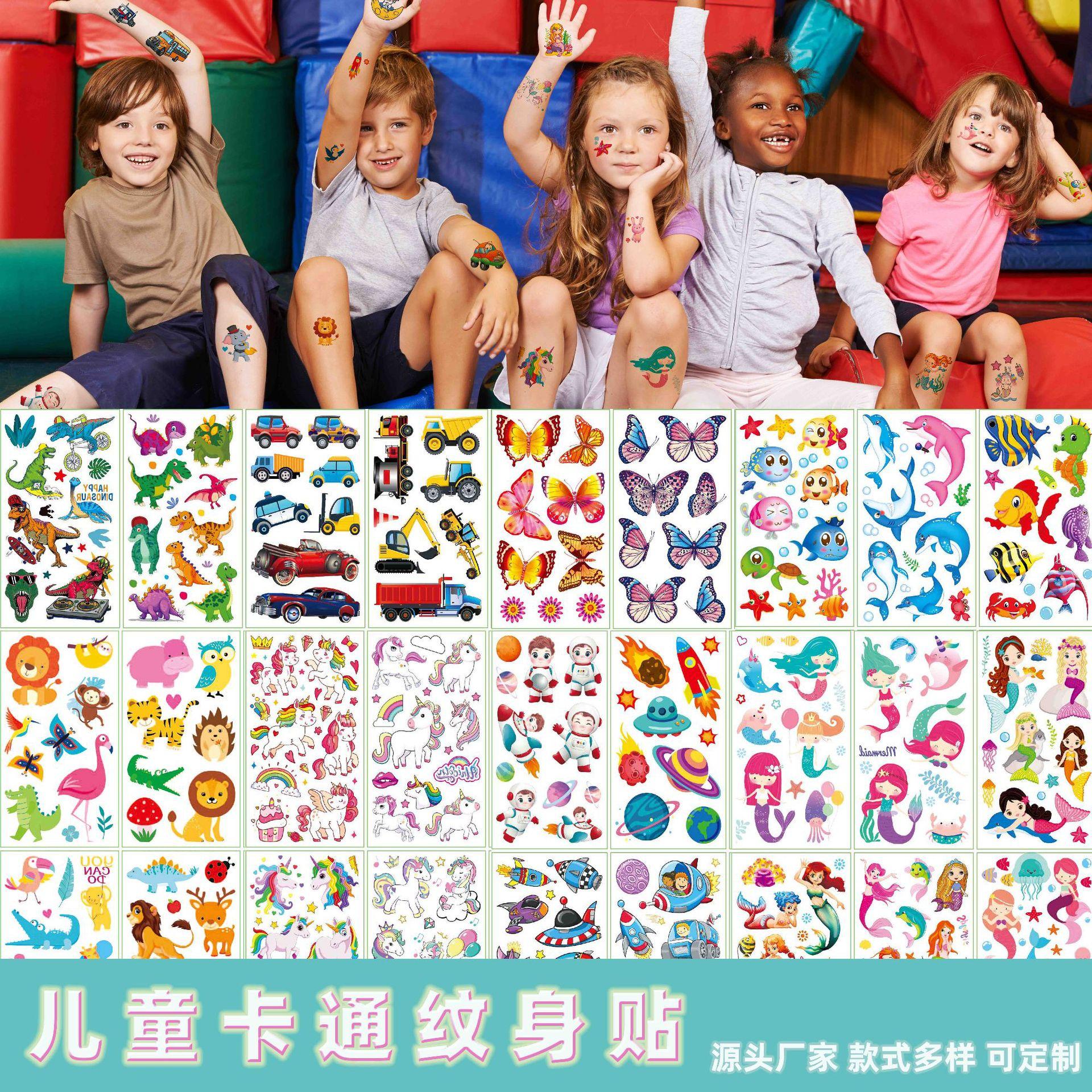 unicorn theme party children's temporary tattoo stickers in stock mermaid cartoon tattoo stickers waterproof durable