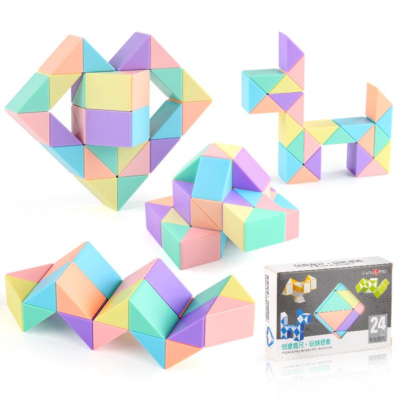 Rubik's Snake 24-Segment Educational Toys Special-Shaped Folding Magic Ruler Magic Snake Macaron Color 72-Segment Magic Cube Toys