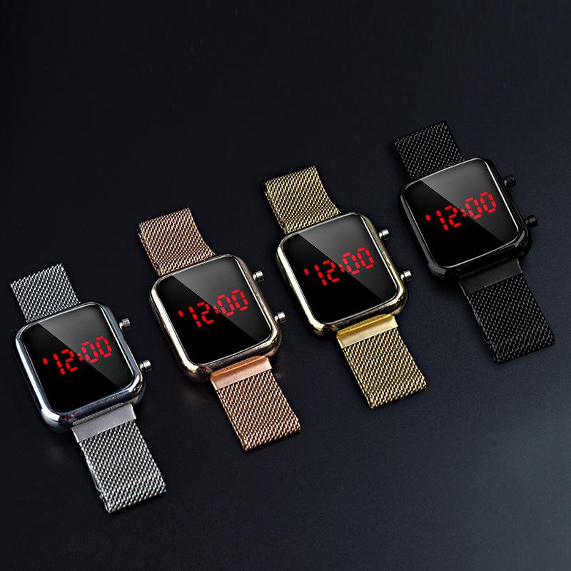 Foreign Trade New Milan Nice with LED Watch Square Alloy Fashion Electronic Watch Student Men and Women Electronic Watch