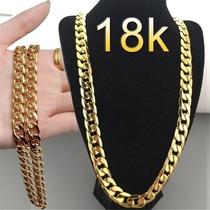 Cross-Border Jewelry European and American Fashion New Gold Necklace 18K Gold Plated Men's 6mm Side Necklace Factory Wholesale