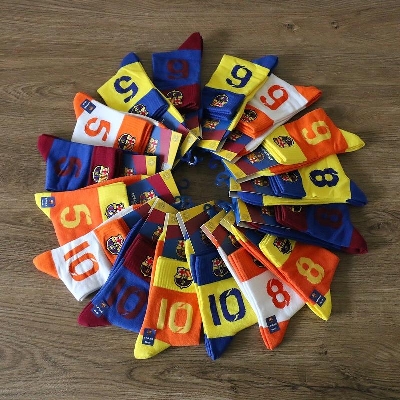 barcelona star plus size sports socks mid-calf length men's socks digital number soccer socks regular thickness four seasons socks boneless