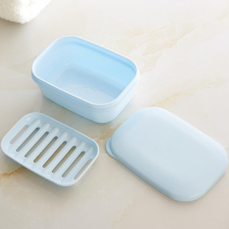 square drain double layer with lid soap dish creative business trip travel seal soap box travel portable soap box soap box