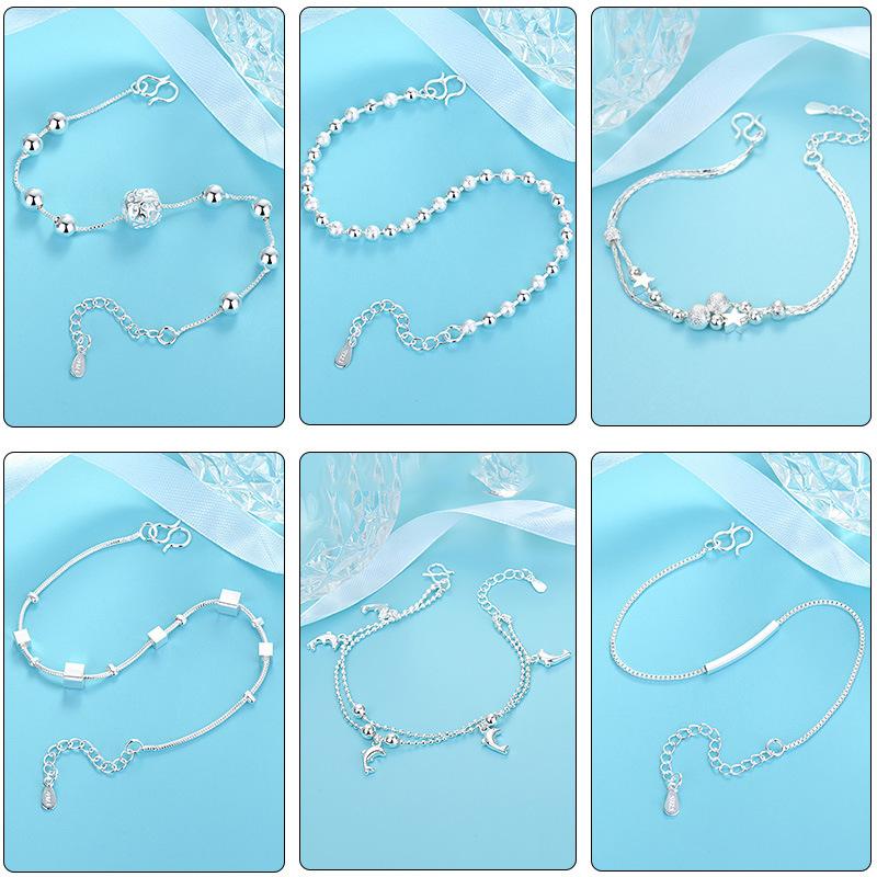 factory wholesale 2021 new fresh fashion trending jewelry women's double-layer light sand dream planet silver plated bracelet
