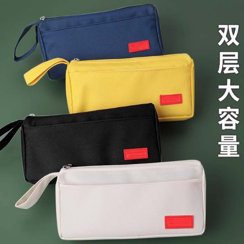 笔袋定制印logo幼儿园宣传招生礼品简约大容量手提帆布文具袋定做