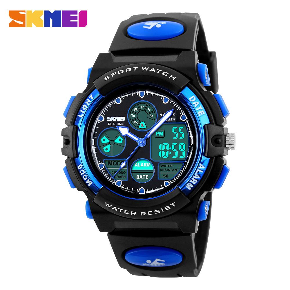 skmei double inserts children's electronic watch student multi-function luminous waterproof electronic watch led watch for men