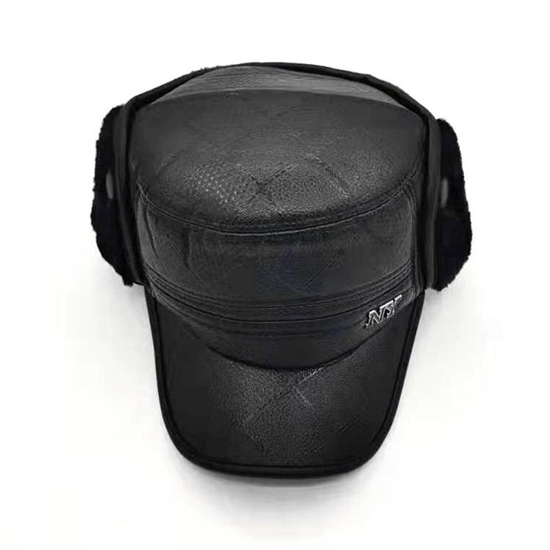 new flat-top cap winter men's outdoor leisure cap boutique leather large ear protection warm hat thickening ushanka