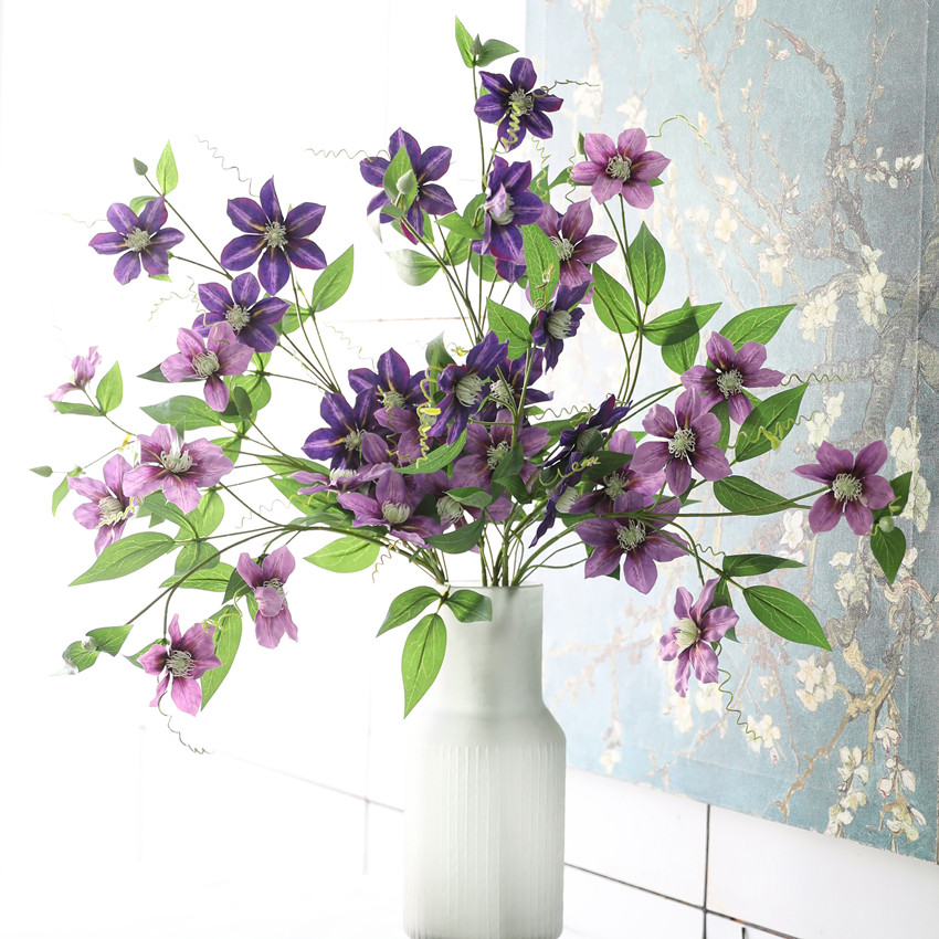 Faux clematis European country fresh British clematis home decoration living room dining table faux flower ornaments pic 7