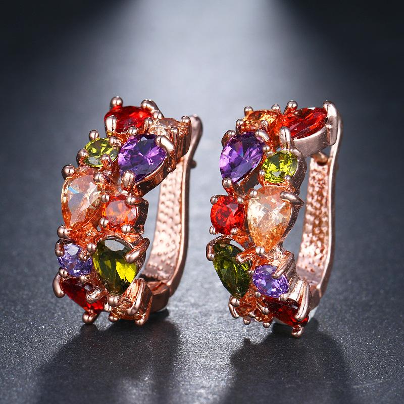 european and american fashion women's colorful drop-shaped zircon earrings mona lisa series earring accessories small jewelry wholesale