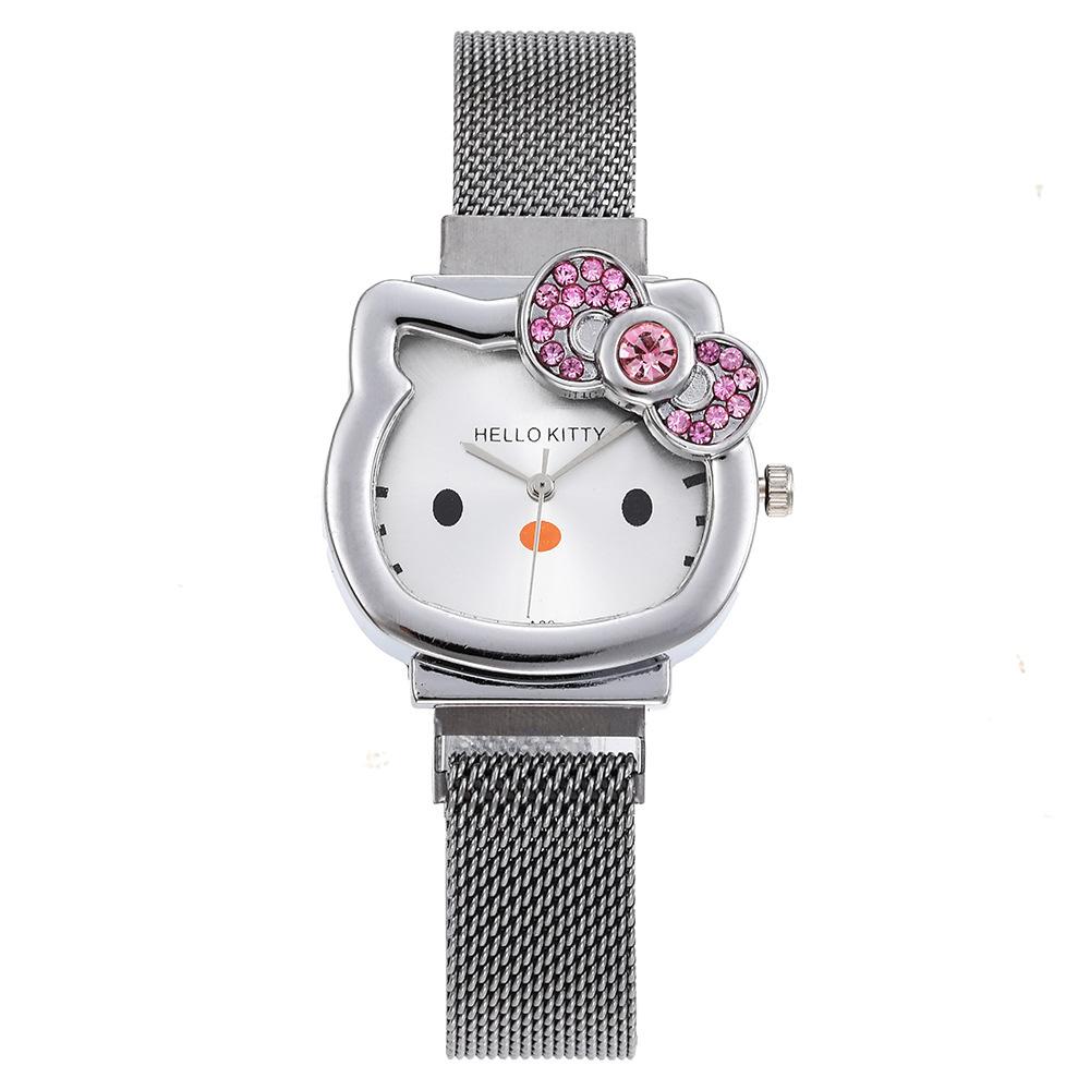 silver gold children mesh belt watch student cartoon girls quartz watch magnet watch