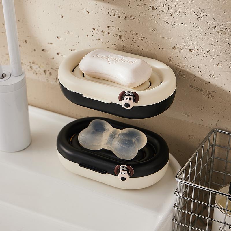 double deck soap box punch-free simple plastic water-free household bathroom light luxury drain soap box